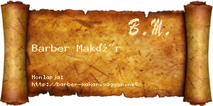 Barber Makár névjegykártya
